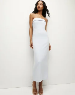 Veronica Beard Dresses>Absol Crepe Strapless Dress in Blue Mist