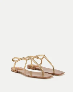 Veronica Beard Sandals>Amelia Metallic T-Strap Sandal