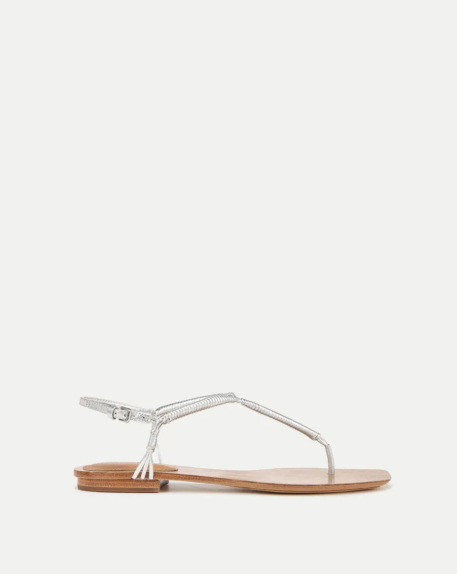 Veronica Beard Sandals>Amelia Metallic T-Strap Sandal