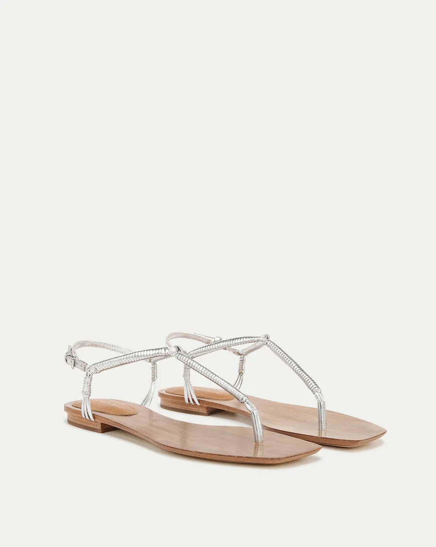 Veronica Beard Sandals>Amelia Metallic T-Strap Sandal
