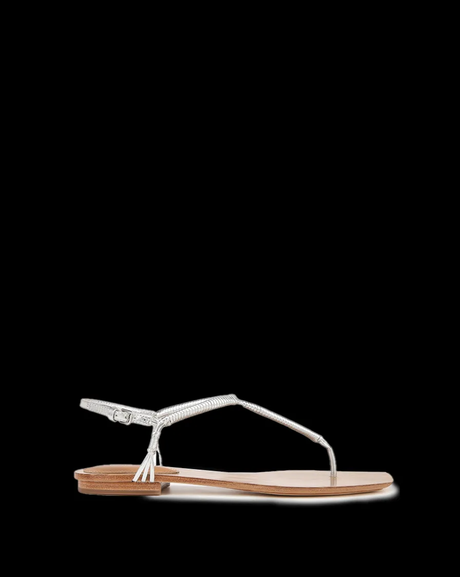 Veronica Beard Sandals>Amelia Metallic T-Strap Sandal