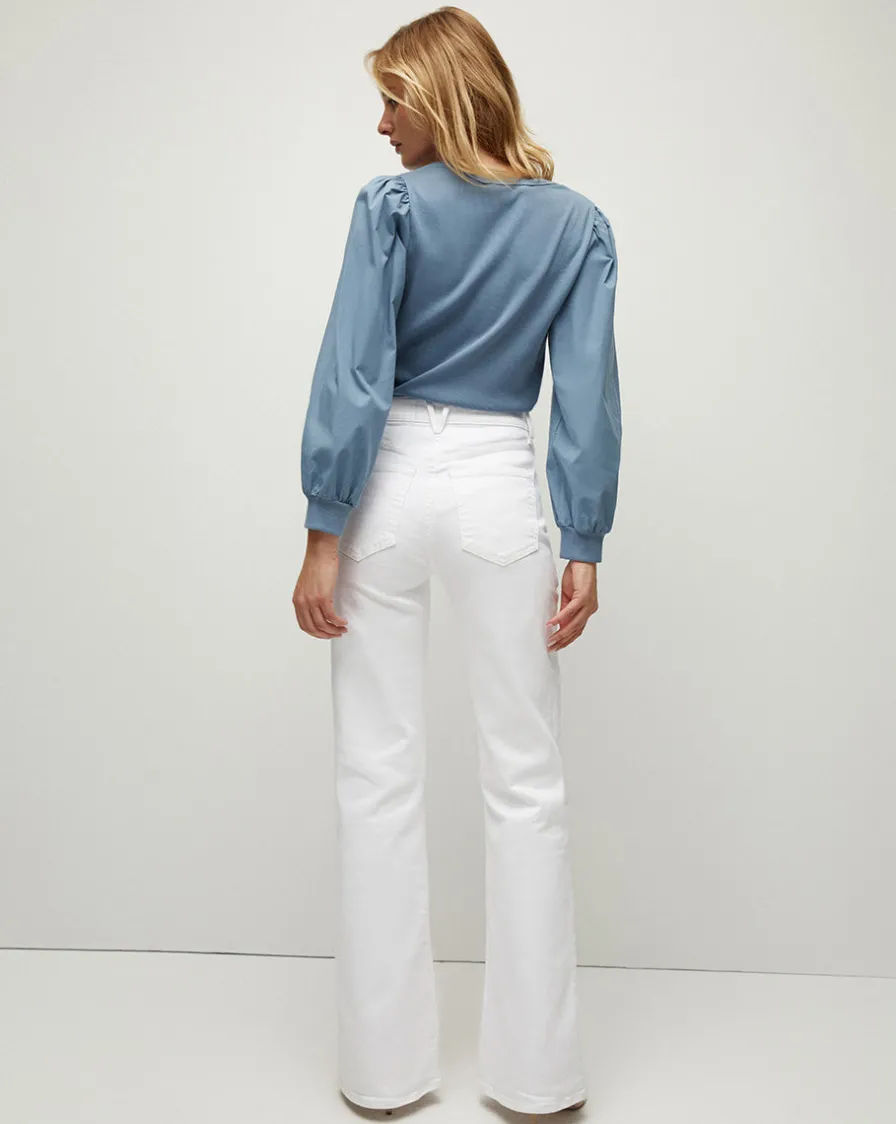 Veronica Beard Tops>Anabel Slate Blue Puff-Sleeved Top