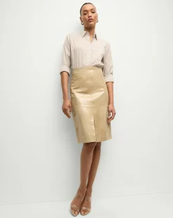 Veronica Beard Skirts & Shorts|Matching Sets>Anderson Coated Leather Skirt in