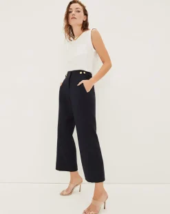 Veronica Beard Pants>Aubrie Women's Linen Cropped Pant
