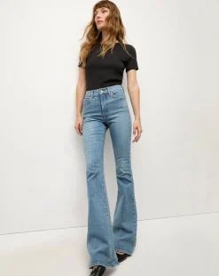 Veronica Beard Jeans>Beverly Skinny-Flare Jean in Light Blue Wash