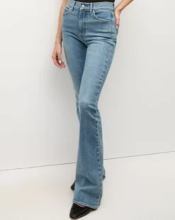 Veronica Beard Jeans>Beverly Skinny-Flare Jean in Light Blue Wash