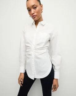 Veronica Beard Tops>Bosco Ruched Shirt in | Cinched Shirt