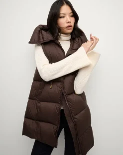 Veronica Beard Jackets & Outerwear>Bria Puffer Vest in Dark Chocolate