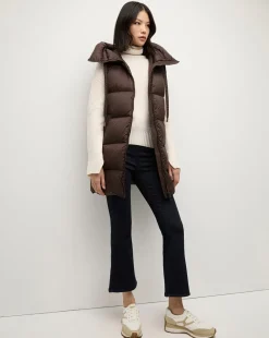 Veronica Beard Jackets & Outerwear>Bria Puffer Vest in Dark Chocolate