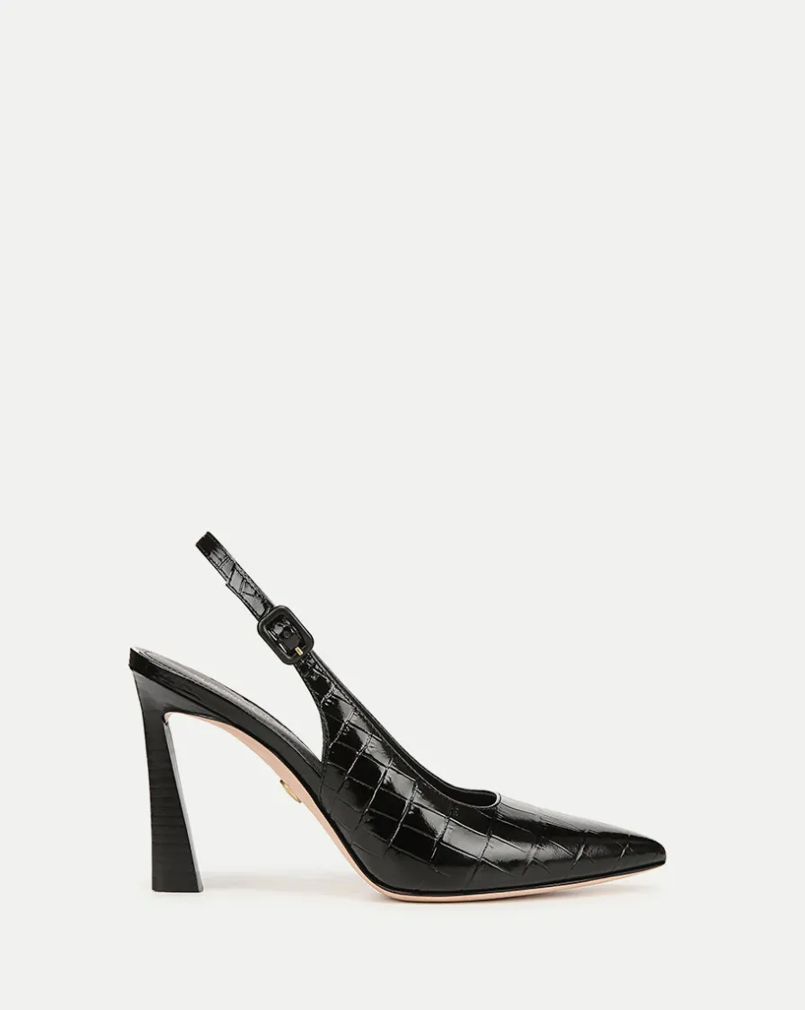 Veronica Beard Pumps|Party Dressing>Callie Croc-Embossed Slingback Pump in Black