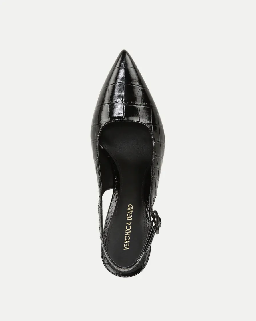 Veronica Beard Pumps|Party Dressing>Callie Croc-Embossed Slingback Pump in Black