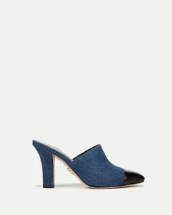 Veronica Beard Pumps>Carlotta Denim Mixed-Media Heel in