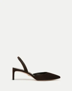 Veronica Beard Pumps|Party Dressing>Caroline Suede Slingback Pump in Dark Brown