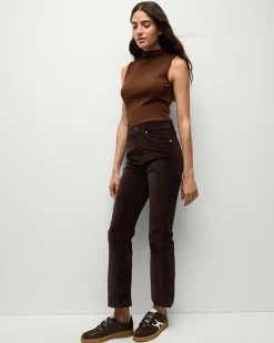 Veronica Beard Jeans>Carson Ankle Flare Velvet in Dark Chocolate