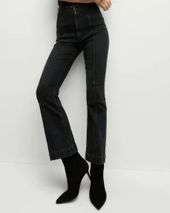 Veronica Beard Jeans>Carson Kick-Flare Jean in Washed Black Denim