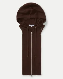 Veronica Beard Dickeys>Cashmere Hoodie Dickey in Dark Chocolate