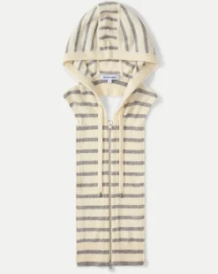 Veronica Beard Dickeys>Cashmere Hoodie Dickey in Ivory/Heather Grey