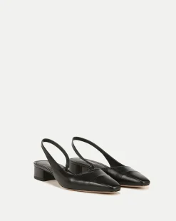 Veronica Beard Flats & Loafers>Cecile Cap-Toe Leather Slingback in