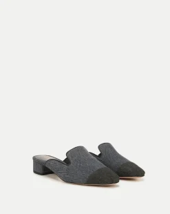 Veronica Beard Flats & Loafers>Cecile Denim Cap-Toe Mules