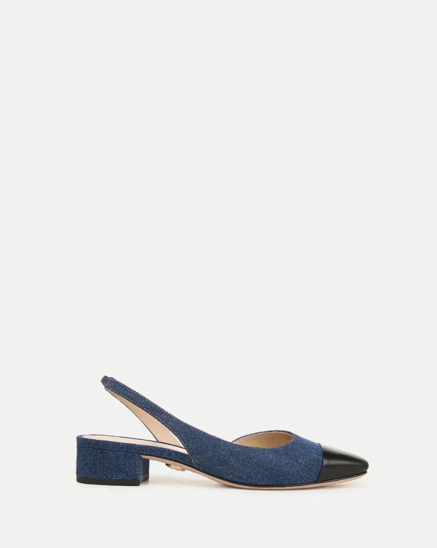 Veronica Beard Flats & Loafers>Cecile Denim Cap-Toe Slingback in