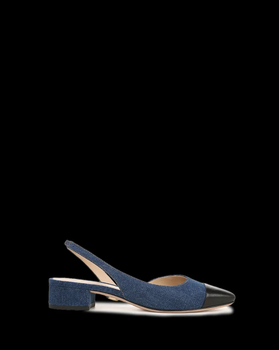 Veronica Beard Flats & Loafers>Cecile Denim Cap-Toe Slingback in