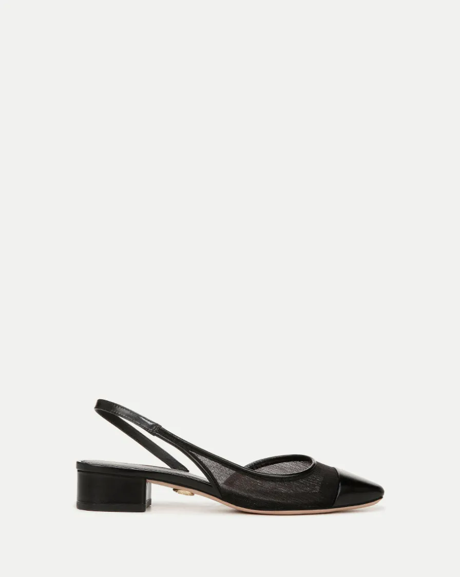 Veronica Beard Flats & Loafers>Cecile Mesh Cap-Toe Slingback in Black