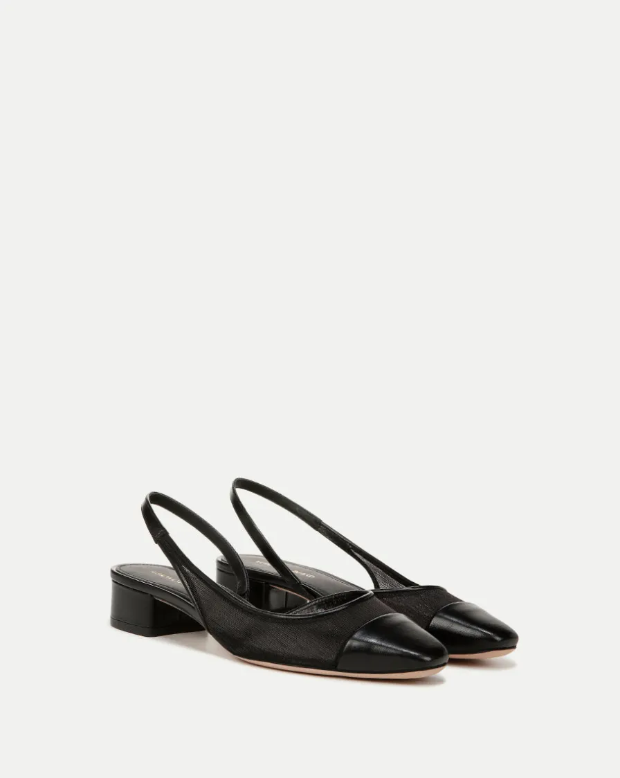 Veronica Beard Flats & Loafers>Cecile Mesh Cap-Toe Slingback in Black