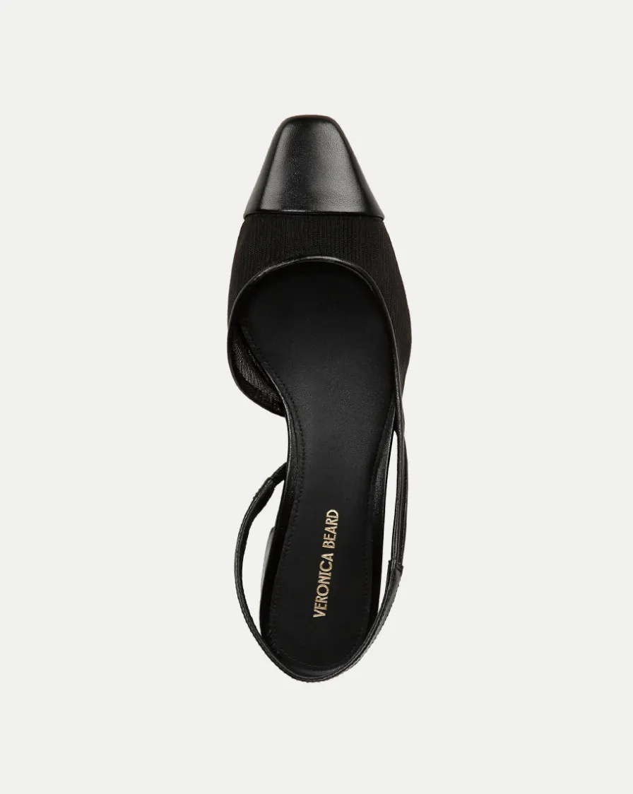 Veronica Beard Flats & Loafers>Cecile Mesh Cap-Toe Slingback in Black
