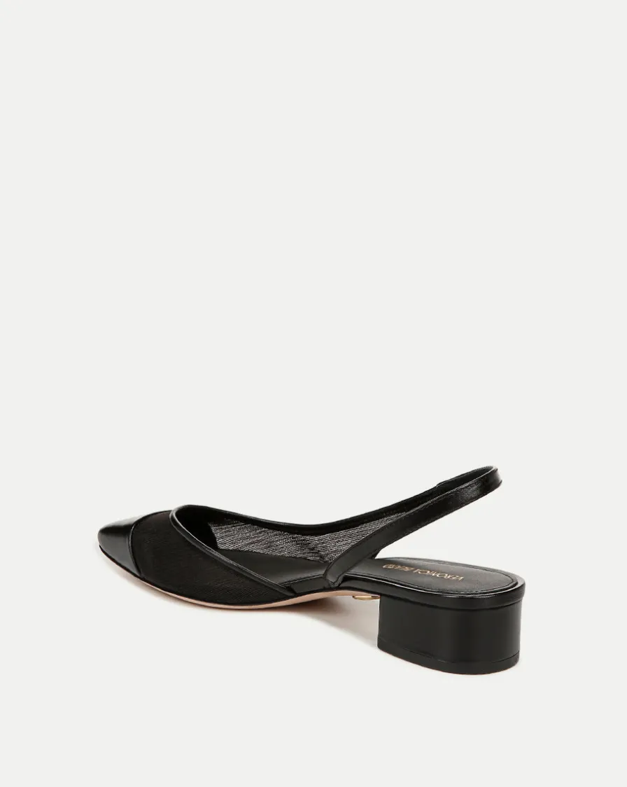 Veronica Beard Flats & Loafers>Cecile Mesh Cap-Toe Slingback in Black