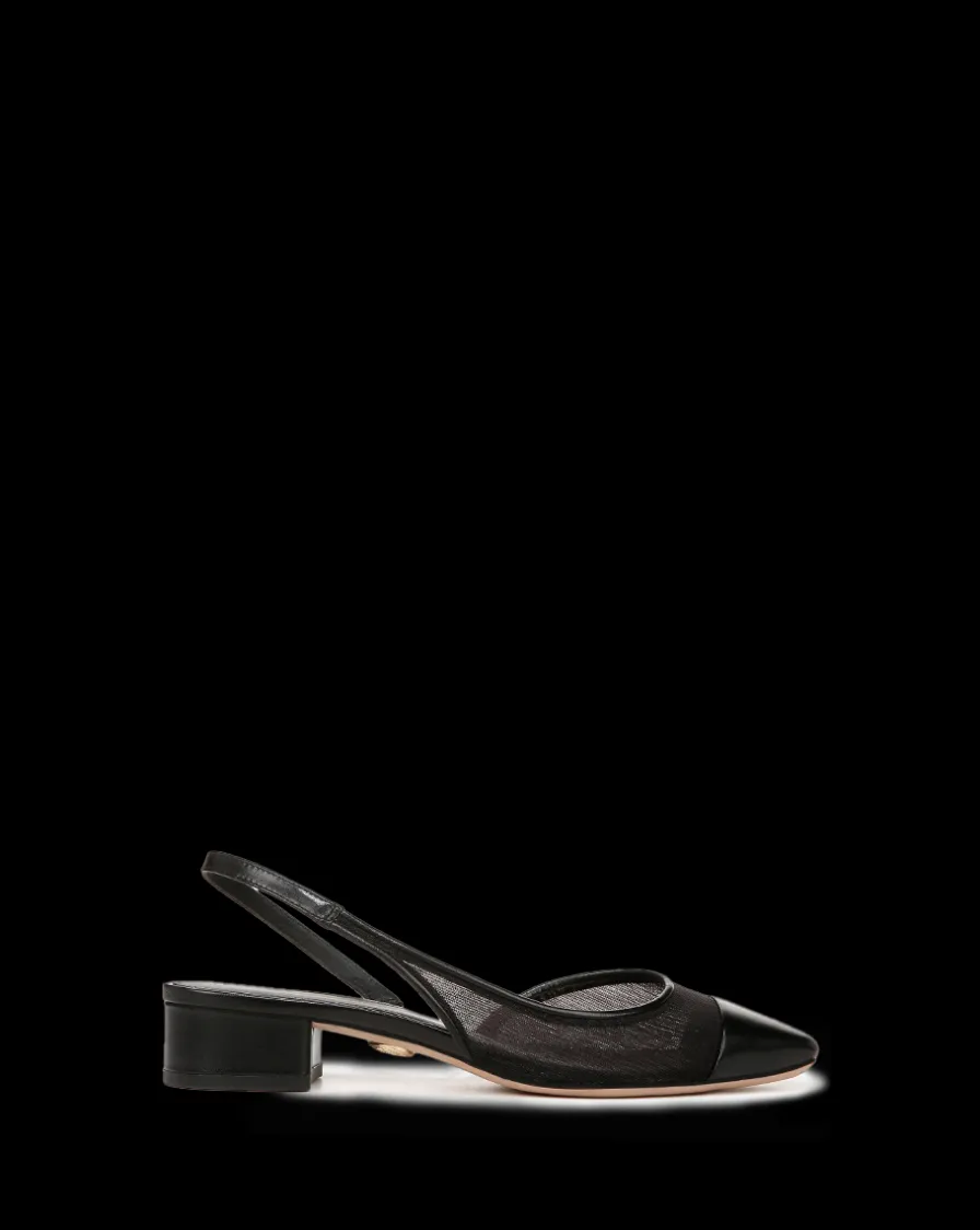 Veronica Beard Flats & Loafers>Cecile Mesh Cap-Toe Slingback in Black
