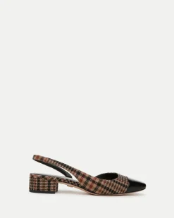 Veronica Beard Flats & Loafers>Cecile Plaid Cap-Toe Slingback in Camel Multi