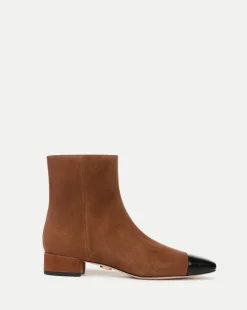 Veronica Beard Boots & Booties>Cecile Suede Cap-Toe Bootie in