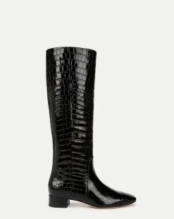 Veronica Beard Boots & Booties>Cecile Wide Calf Croc Tall Boot in