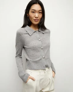 Veronica Beard Sweaters|Tops>Cheshire Cashmere Cardigan in Heather Grey