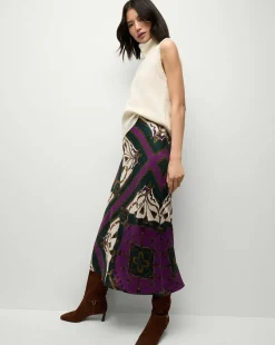 Veronica Beard Skirts & Shorts|Party Dressing>Clover Stretch-Silk Skirt in Pine Multi