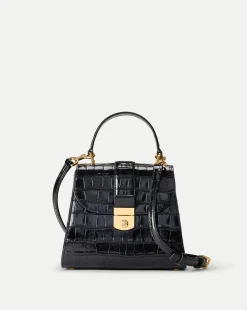 Veronica Beard Crossbody Bags|Party Dressing>Crest Lock Croc-Embossed Top Handle Bag in