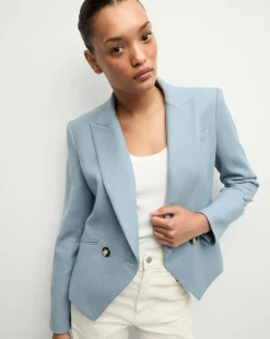 Veronica Beard Jackets & Outerwear|Matching Sets>Cropped Rickie Dickey Jacket in Heather Smoke Blue