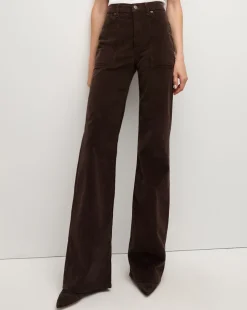 Veronica Beard Jeans|Pants>Crosbie Corduroy Wide-Leg Pant in Dark Chocolate