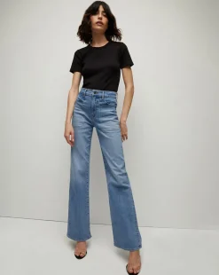 Veronica Beard Jeans>Crosbie Patch-Pocket Slim Wide-Leg Jeans in