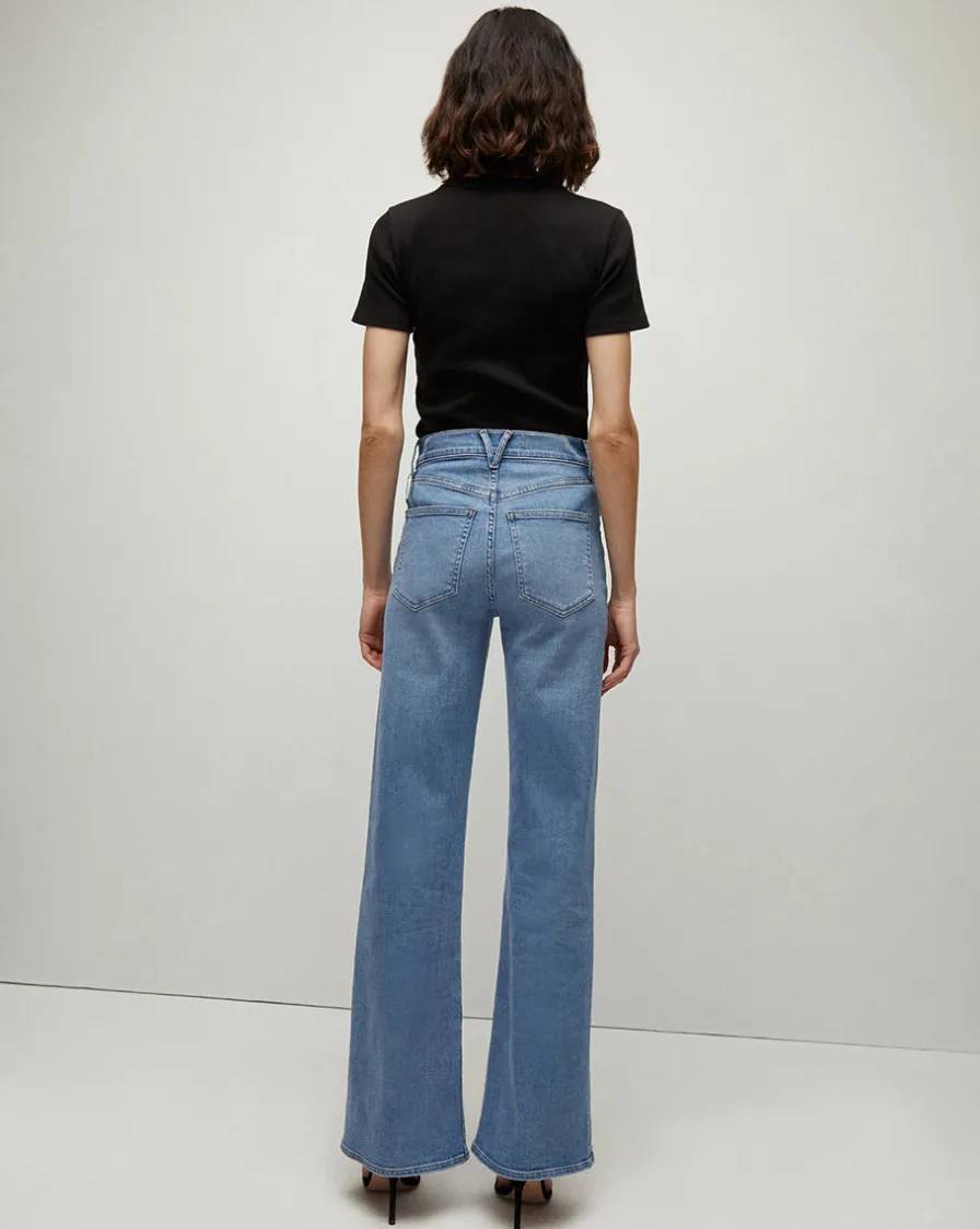 Veronica Beard Jeans>Crosbie Patch-Pocket Slim Wide-Leg Jeans in