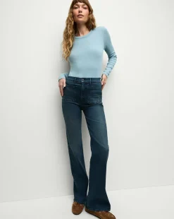 Veronica Beard Jeans>Crosbie Patch-Pocket Slim Wide-Leg Jeans in Northern Lights