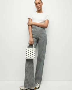 Veronica Beard Jeans>Crosbie Striped Wide-Leg Jean in Solstice Stripe