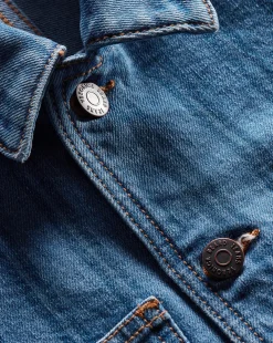 Veronica Beard Jackets & Outerwear>Dahl Striped Denim Jacket in Sapphire Stripe