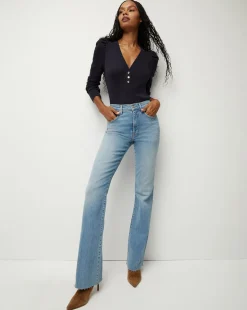 Veronica Beard Tops>Dekalb Puff-Sleeve Top