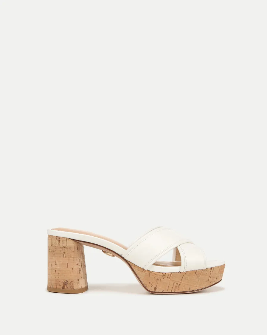Veronica Beard Sandals>Dory White Cork Block-Heel Sandal