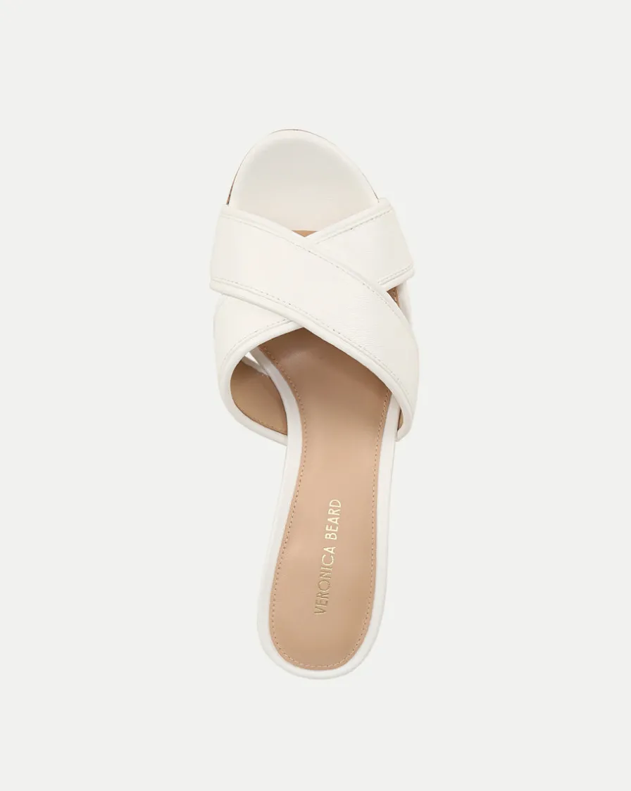 Veronica Beard Sandals>Dory White Cork Block-Heel Sandal