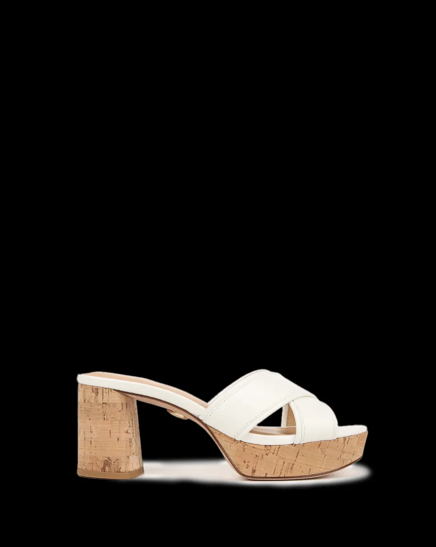 Veronica Beard Sandals>Dory White Cork Block-Heel Sandal