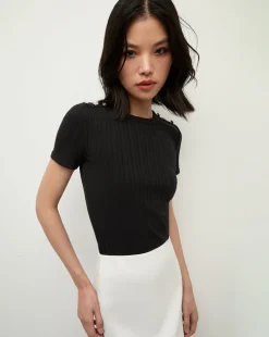 Veronica Beard Tops|Party Dressing>Draya Rhinestone Button Tee in