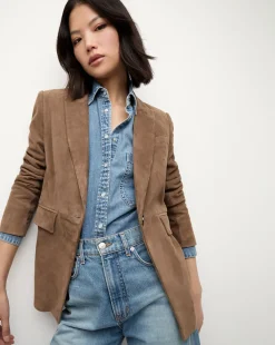 Veronica Beard Jackets & Outerwear>Duane Suede Dickey Jacket in Brown