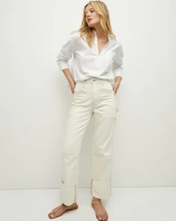 Veronica Beard Jeans>Dylan Cuffed Cargo Straight-Leg Jean in